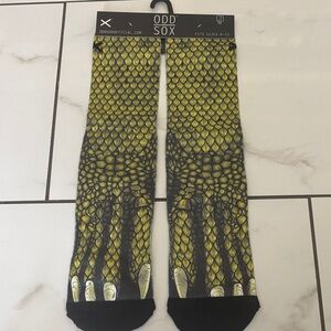 Odd Sox Lizard Foot Crew Socks - Black and Yellow/Green Fits SZ 6-13